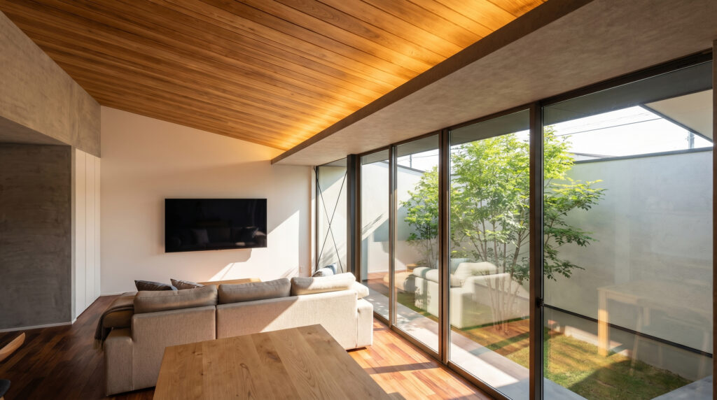 中庭平屋の家